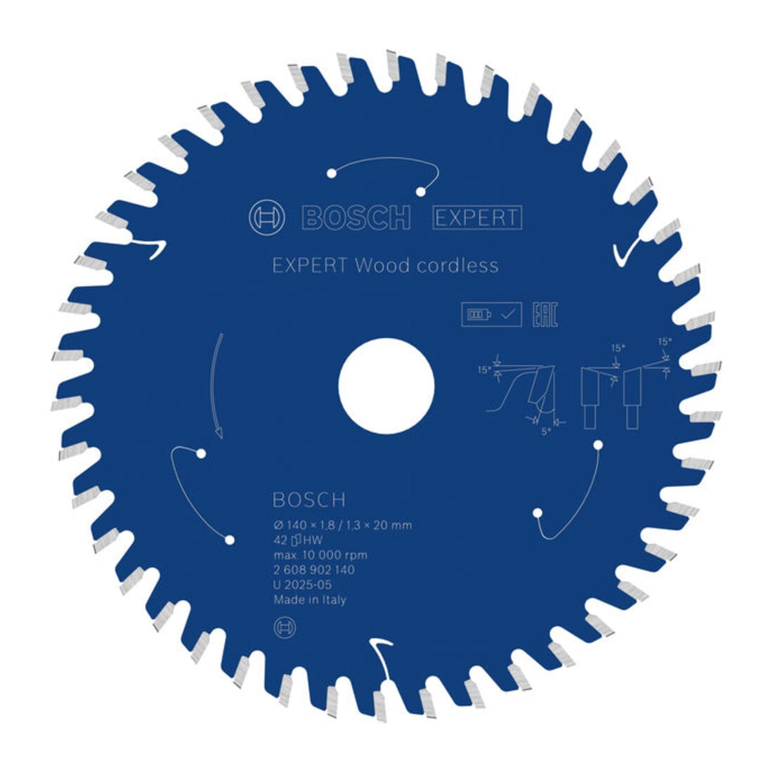 Bosch EXPERT Lama per sega circolare legno, 140x1,8x20 mm, Z42 con anello riduttore