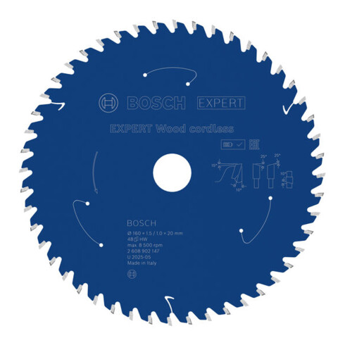 Bosch EXPERT Lama per sega circolare legno, 160x1,45x20 mm, Z48