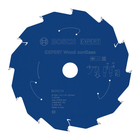Bosch EXPERT Lama per sega circolare legno, 160x20 mm, Z12
