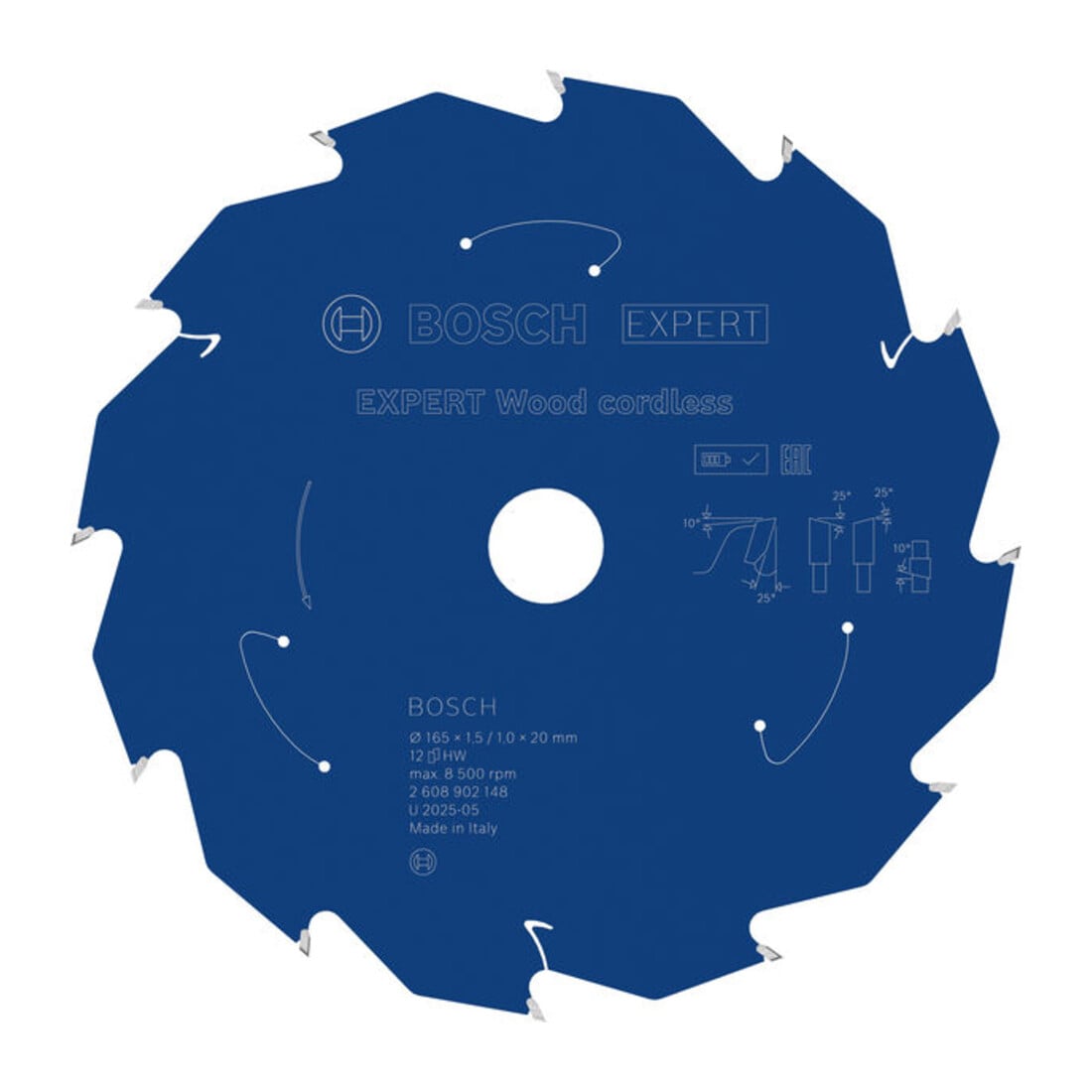 Bosch EXPERT Lama per sega circolare legno, 165x20 mm, Z12