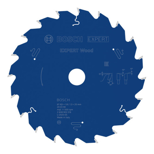 Bosch EXPERT Lama per sega circolare legno, 165x20 mm, Z20