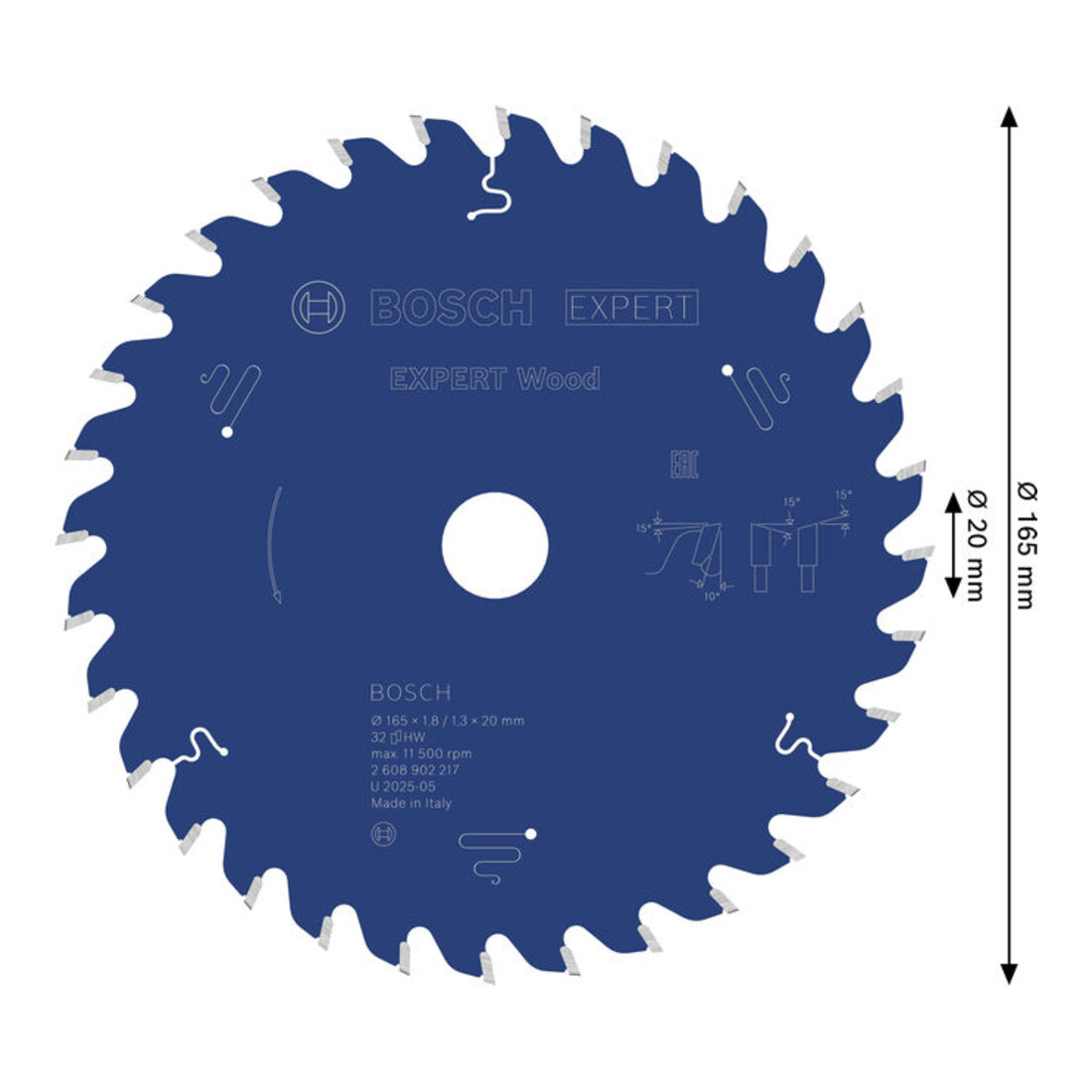 Bosch EXPERT Lama per sega circolare legno, 165x20 mm, Z32