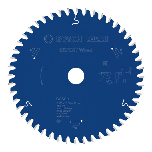 Bosch EXPERT Lama per sega circolare legno, 165x20 mm, Z48
