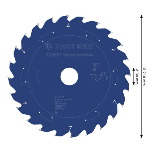 Bosch EXPERT Lama per sega circolare legno, 210x30 mm, Z24