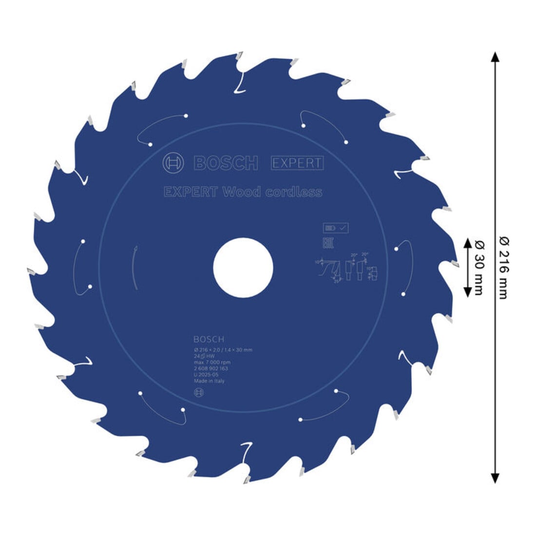 Bosch EXPERT Lama per sega circolare legno, 216x1,7x30 mm, Z24, angolo denti 25°