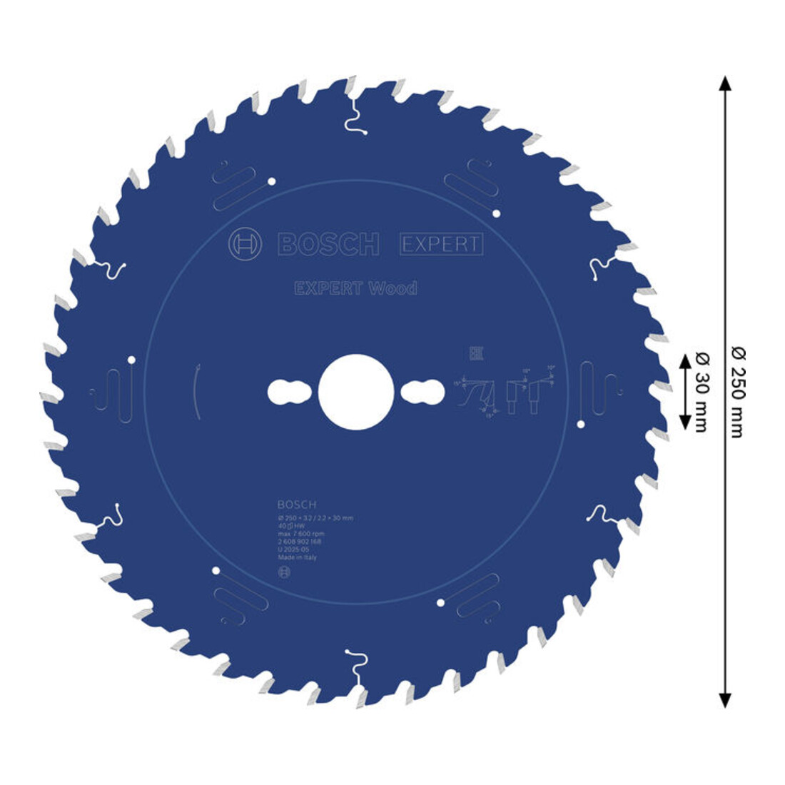 Bosch EXPERT Lama per sega circolare legno, 250x3,2x30 mm, Z40