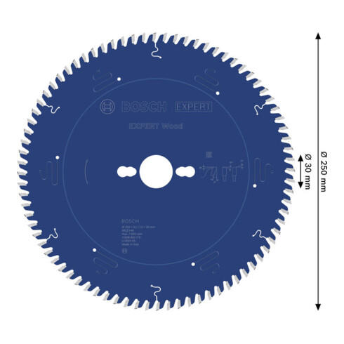 Bosch EXPERT Lama per sega circolare legno, 250x3,2x30 mm, Z80