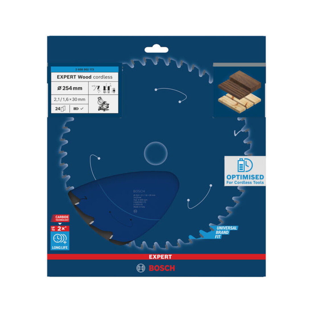 Bosch EXPERT Lama per sega circolare legno, 254x2,1x30 mm, Z24