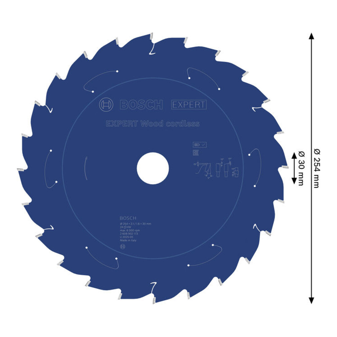 Bosch EXPERT Lama per sega circolare legno, 254x2,1x30 mm, Z24