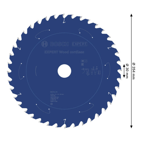 Bosch EXPERT Lama per sega circolare legno, 254x2,1x30 mm, Z40