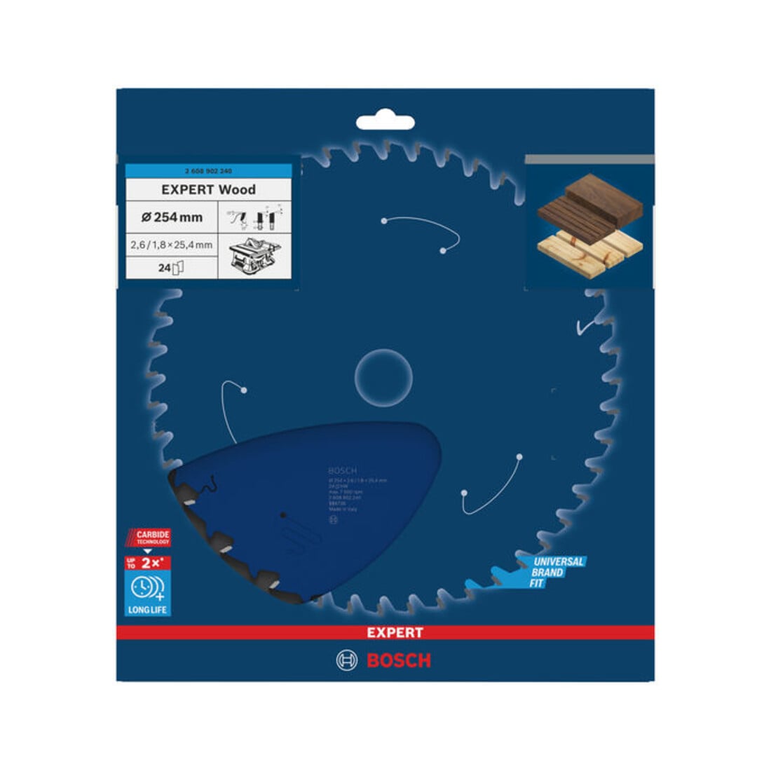Bosch EXPERT Lama per sega circolare legno, 254x25,4 mm, Z24