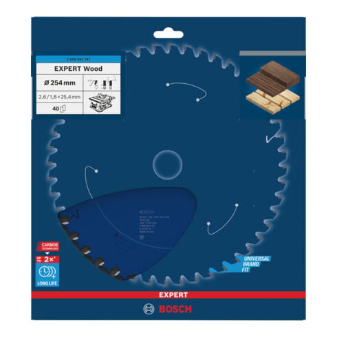 Bosch EXPERT Lama per sega circolare legno, 254x25,4 mm, Z40