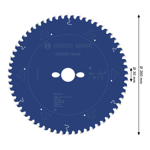 Bosch EXPERT Lama per sega circolare legno, 260x30 mm, Z60