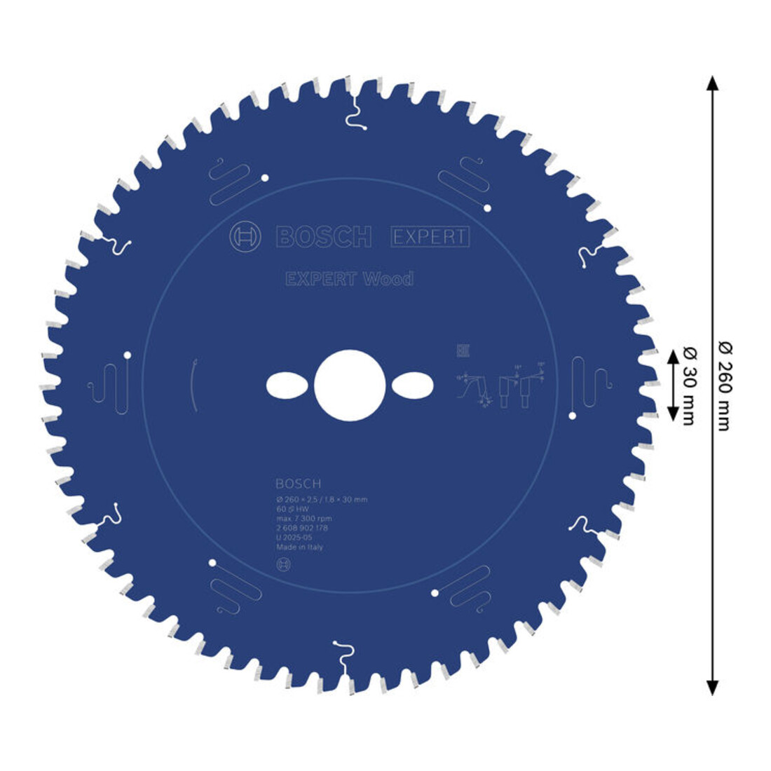 Bosch EXPERT Lama per sega circolare legno, 260x30 mm, Z60