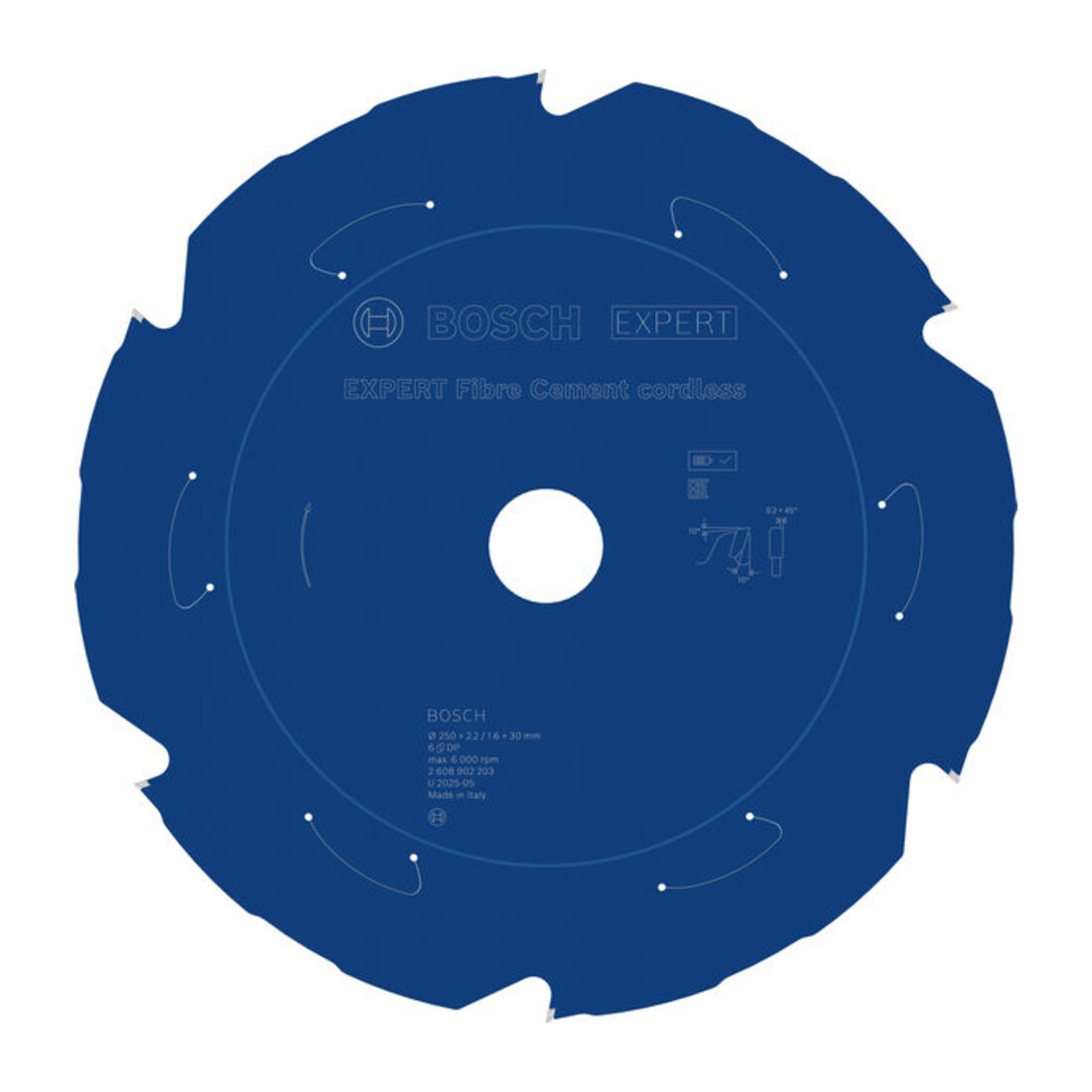 Bosch EXPERT Lama per sega circolare per cemento fibrocemento, 250x2,2x30 mm, Z6