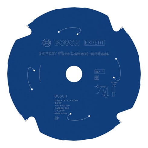 Bosch EXPERT Lama per sega circolare per fibrocemento, 165x20 mm, Z4