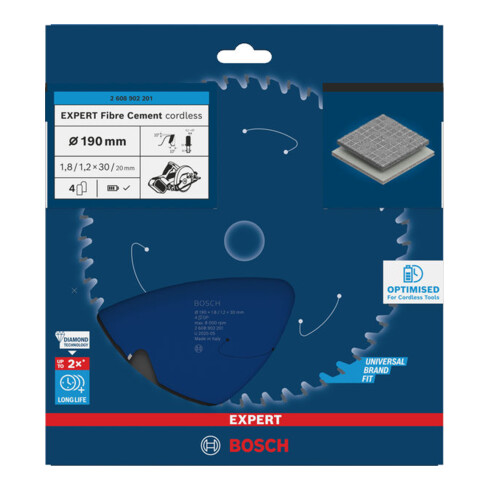 Bosch EXPERT Lama per sega circolare per fibrocemento, 190x1,8x30 mm, Z4