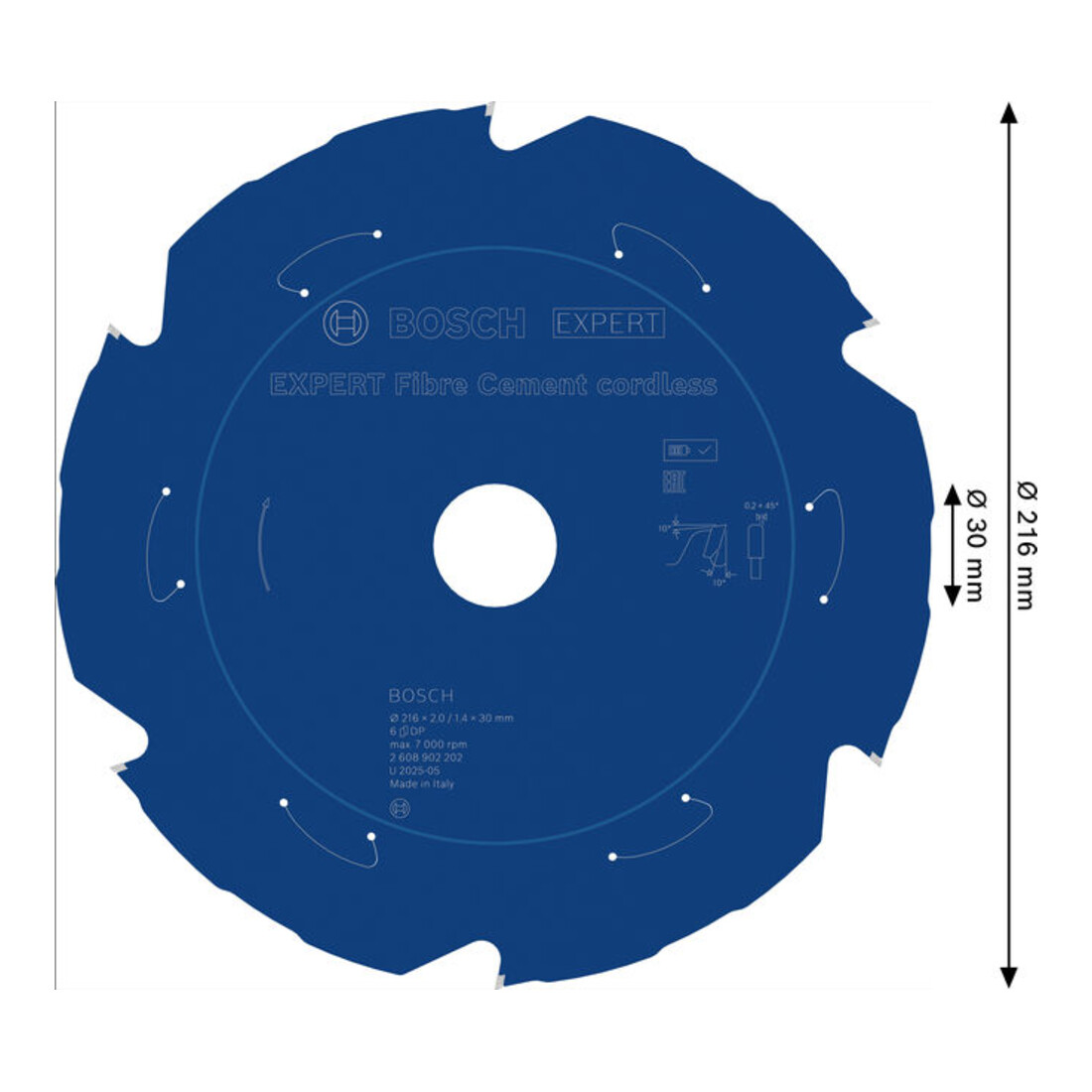 Bosch EXPERT Lama per sega circolare per fibrocemento, 216x2x30 mm, Z6