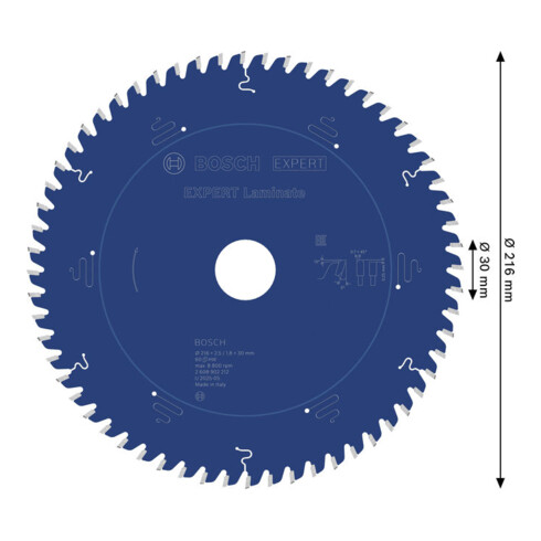 Bosch EXPERT Lama per sega circolare per laminato, 216x30 mm, Z60