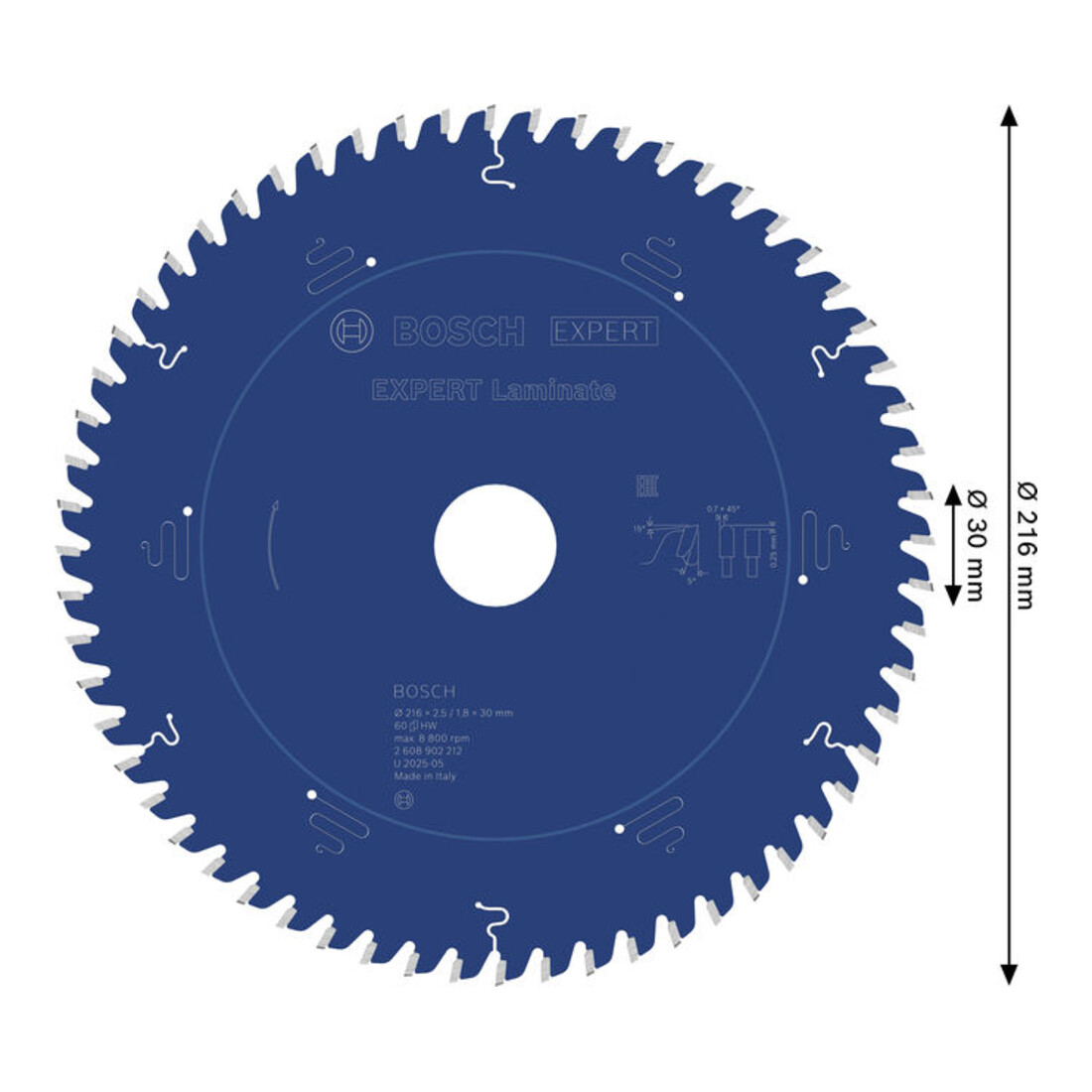 Bosch EXPERT Lama per sega circolare per laminato, 216x30 mm, Z60