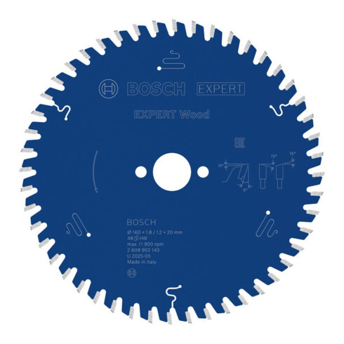Bosch EXPERT Lama per sega circolare per legno, 160x1,8x20 mm, Z48