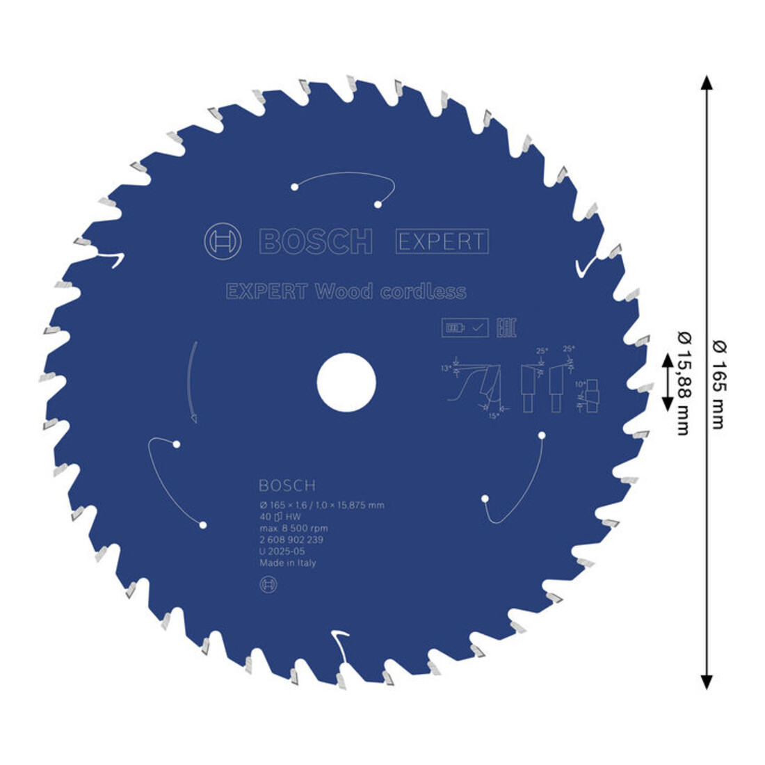 Bosch EXPERT Lama per sega circolare per legno, 165x15,875 mm, Z40