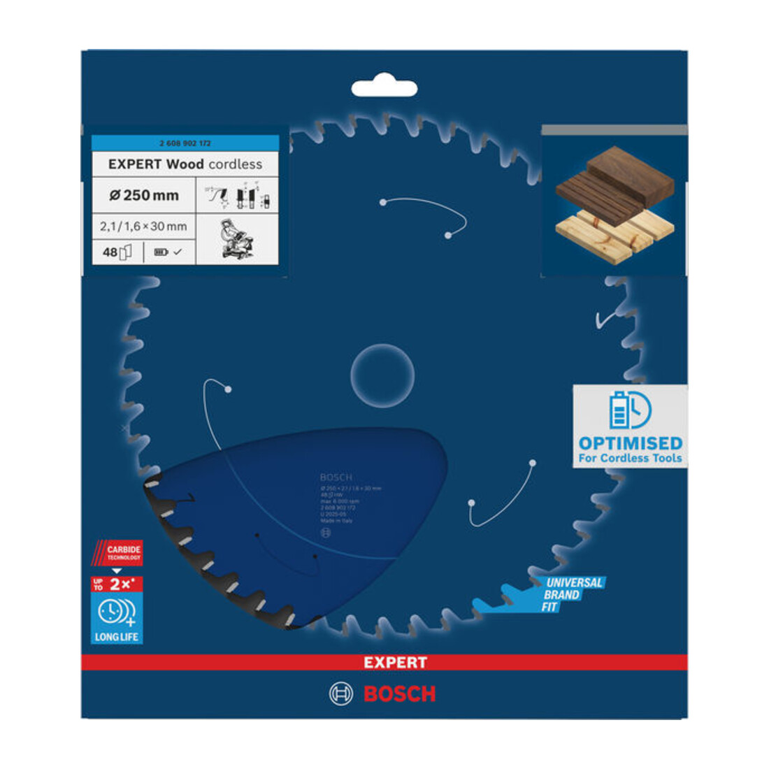 Bosch EXPERT Lama per sega circolare per legno, 250x30 mm, Z48