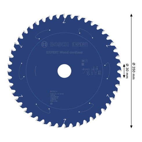 Bosch EXPERT Lama per sega circolare per legno, 250x30 mm, Z48