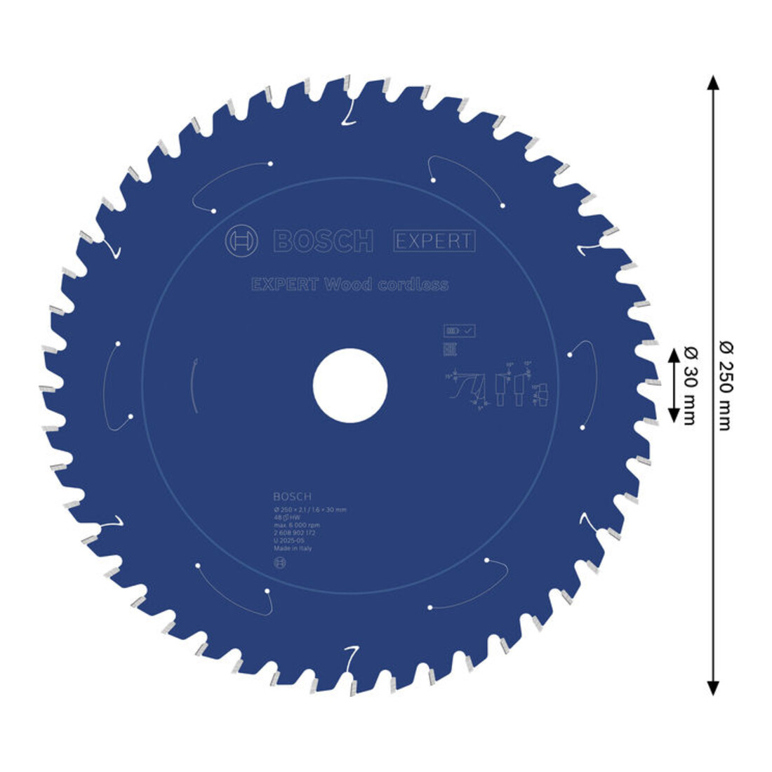 Bosch EXPERT Lama per sega circolare per legno, 250x30 mm, Z48