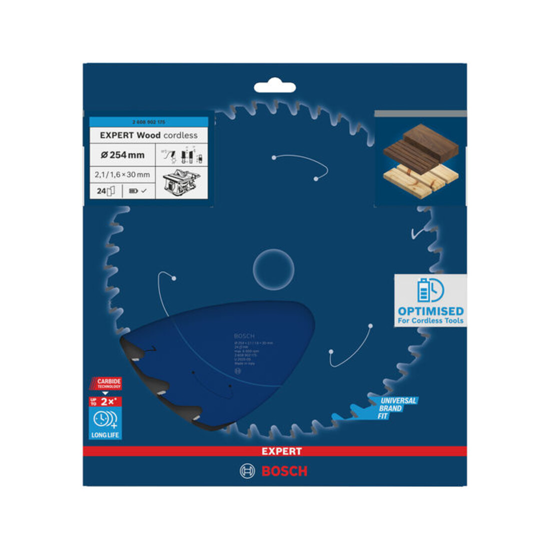 Bosch EXPERT Lama per sega circolare per legno, 254x2,1x30 mm, Z24, angolo denti 25°