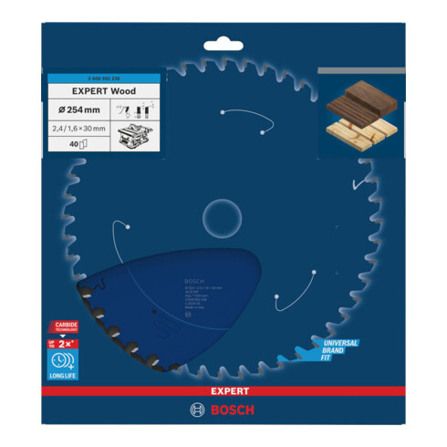 Bosch EXPERT Lama per sega circolare per legno, 254x2,4x30 mm, Z40