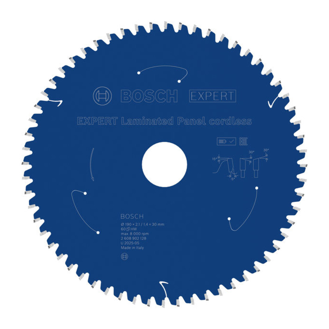 Bosch EXPERT Lama per sega circolare per pannelli laminati, 190x2,1x30 mm, Z60