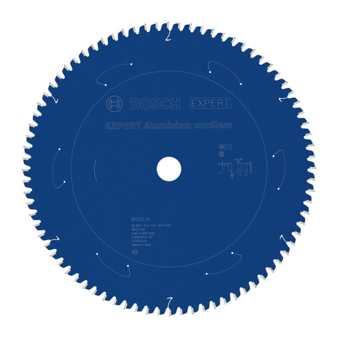 Bosch EXPERT Lama per sega circolare senza filo in alluminio, 305 x 2,4/1,8 x 25,4 mm, Z80