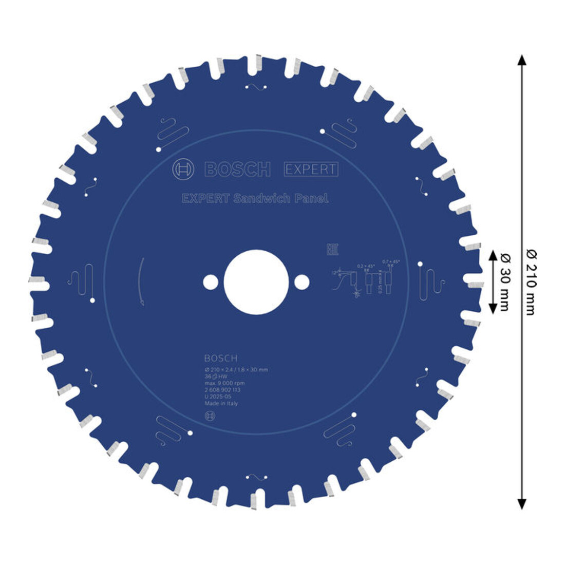 Bosch EXPERT Lame de scie circulaire acier, 210x30 mm, Z36