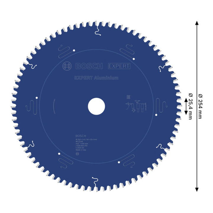 Bosch EXPERT Lame de scie circulaire aluminium, 254x25,4 mm, Z80