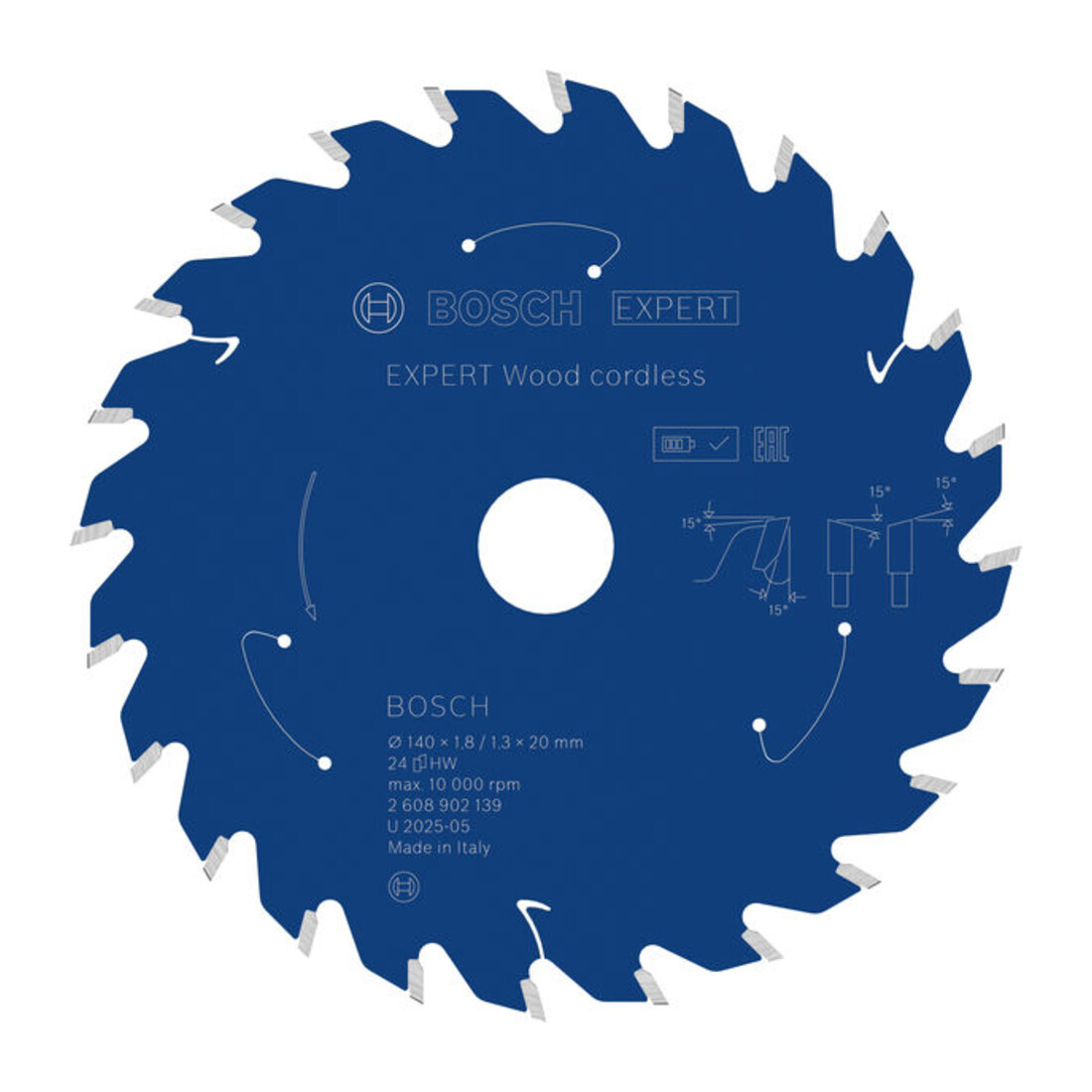 Bosch EXPERT Lame de scie circulaire bois, 140x1,8x20 mm, Z24 avec bague de réduction
