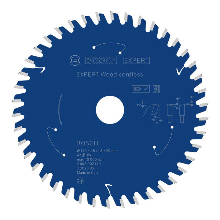 Bosch EXPERT Lame de scie circulaire bois, 140x1,8x20 mm, Z42 avec bague de réduction
