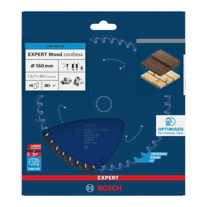 Bosch EXPERT Lame de scie circulaire bois, 160x1,45x20 mm, Z48