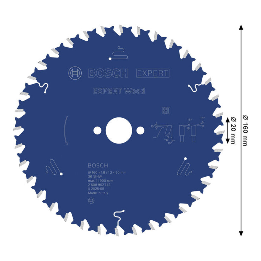 Bosch EXPERT Lame de scie circulaire bois, 160x1,8x20 mm, Z36