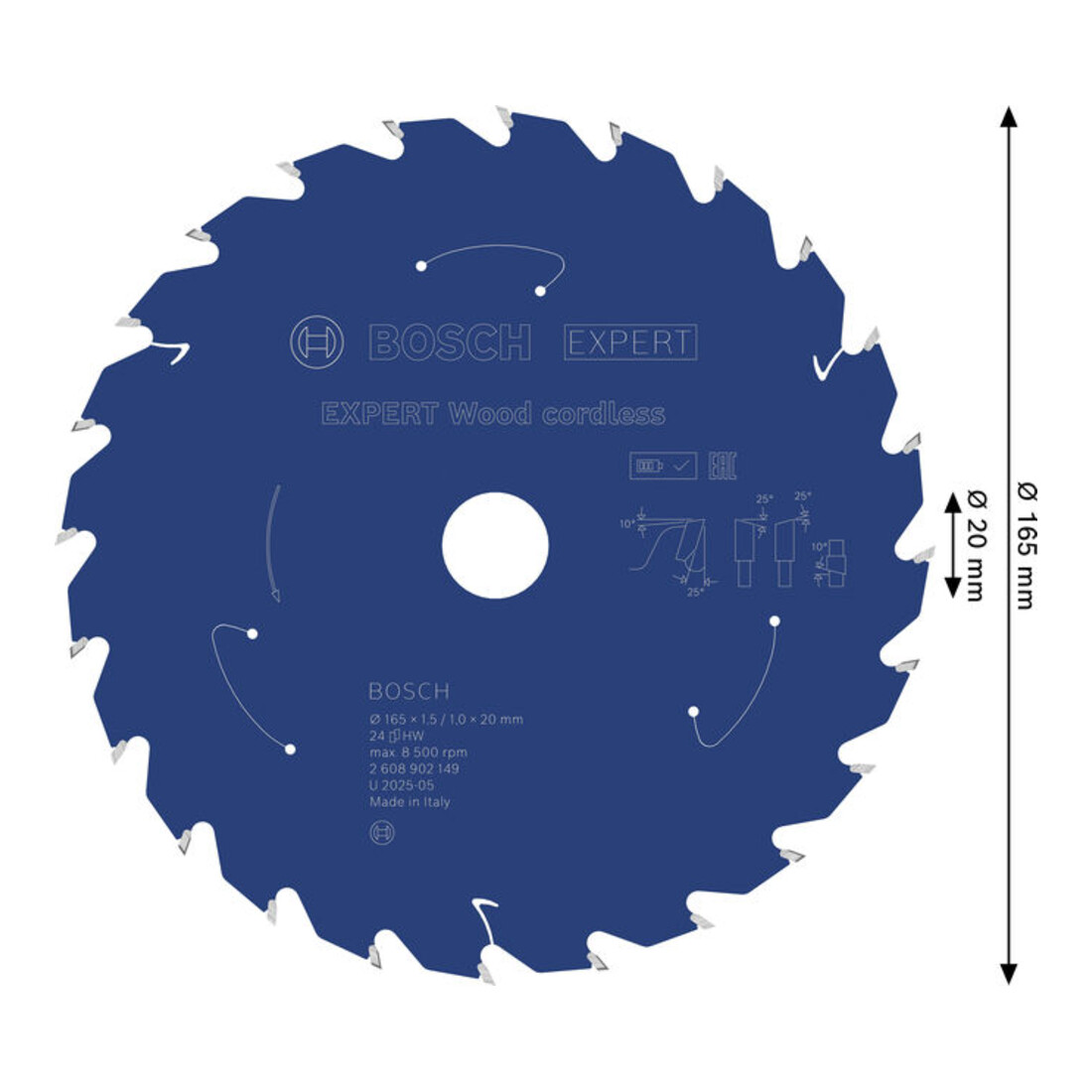 Bosch EXPERT Lame de scie circulaire bois, 165x1,45x20 mm, Z24