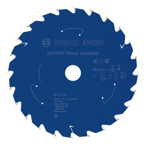 Bosch EXPERT Lame de scie circulaire bois, 165x1,45x20 mm, Z24