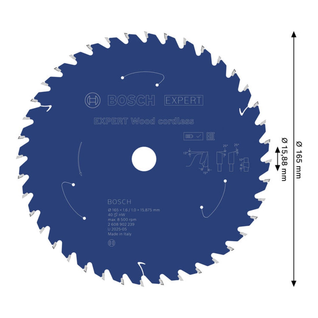 Bosch EXPERT Lame de scie circulaire bois, 165×15,875 mm, Z40