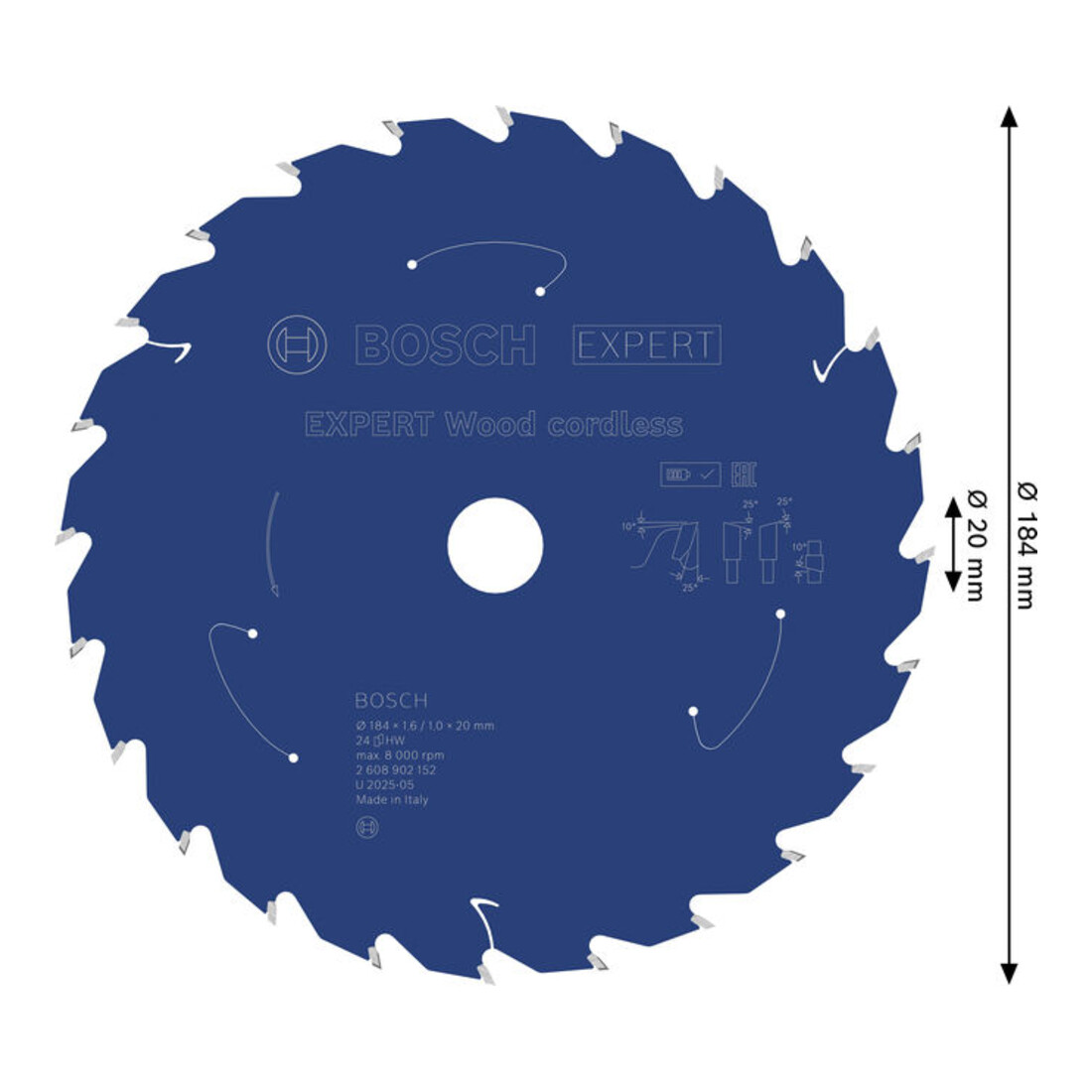 Bosch EXPERT Lame de scie circulaire bois, 184x20 mm, Z24
