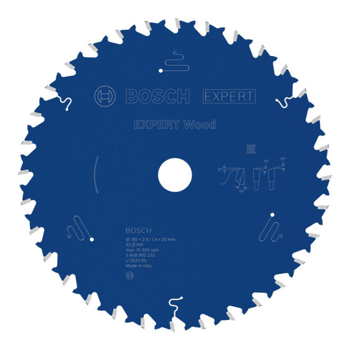 Bosch EXPERT Lame de scie circulaire bois, 185x2,4x20 mm, Z32