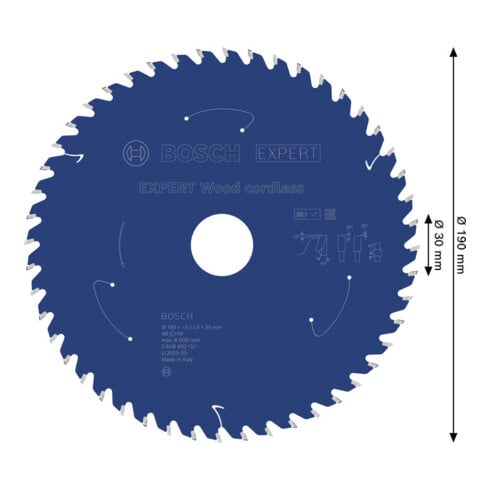 Bosch EXPERT Lame de scie circulaire bois, 190x1,45x30 mm, Z48
