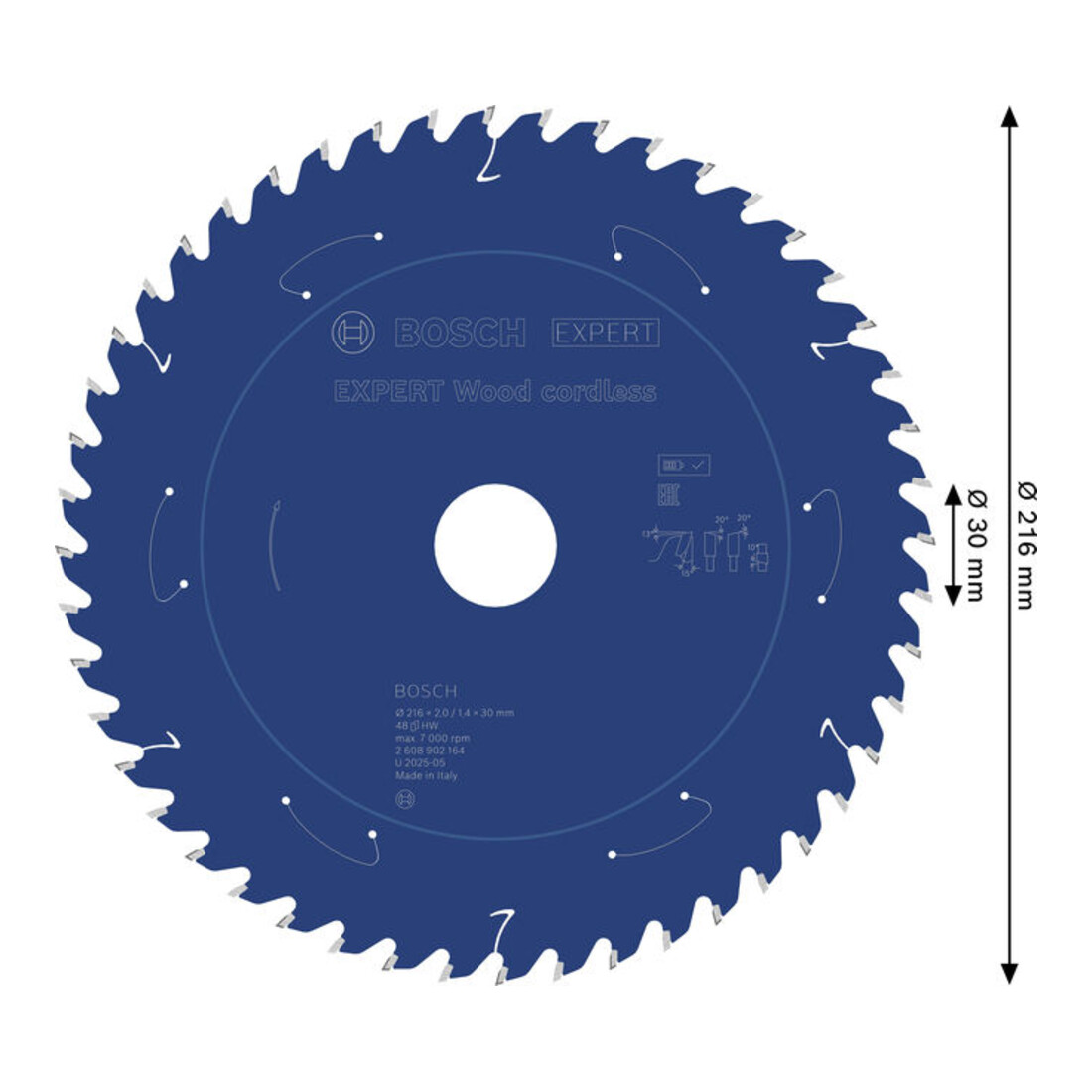Bosch EXPERT Lame de scie circulaire bois, 216x1,7x30 mm, Z48, angle de coupe 15°