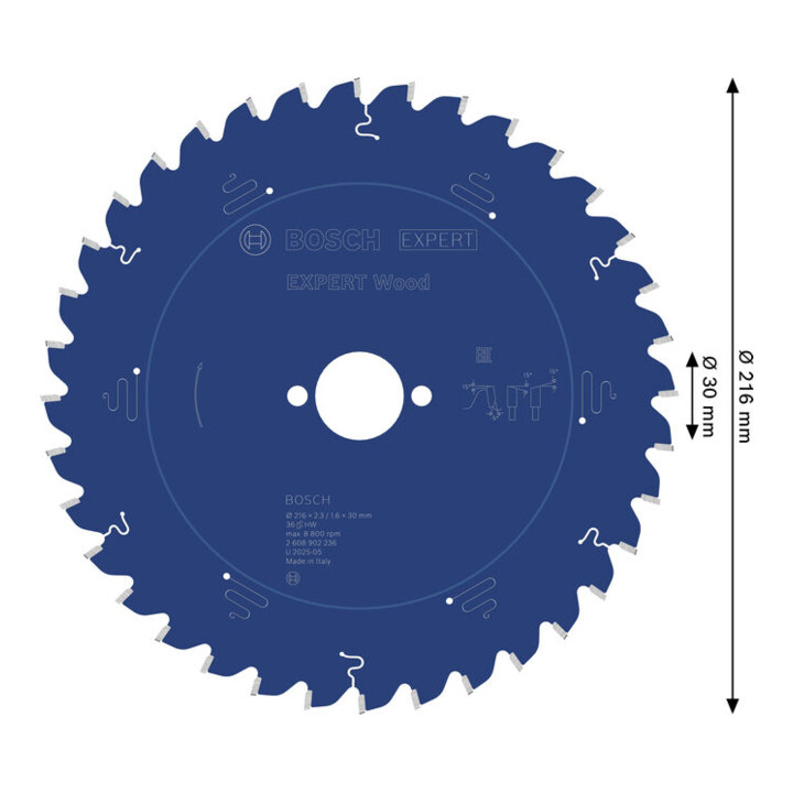 Bosch EXPERT Lame de scie circulaire bois, 216x30 mm, Z36