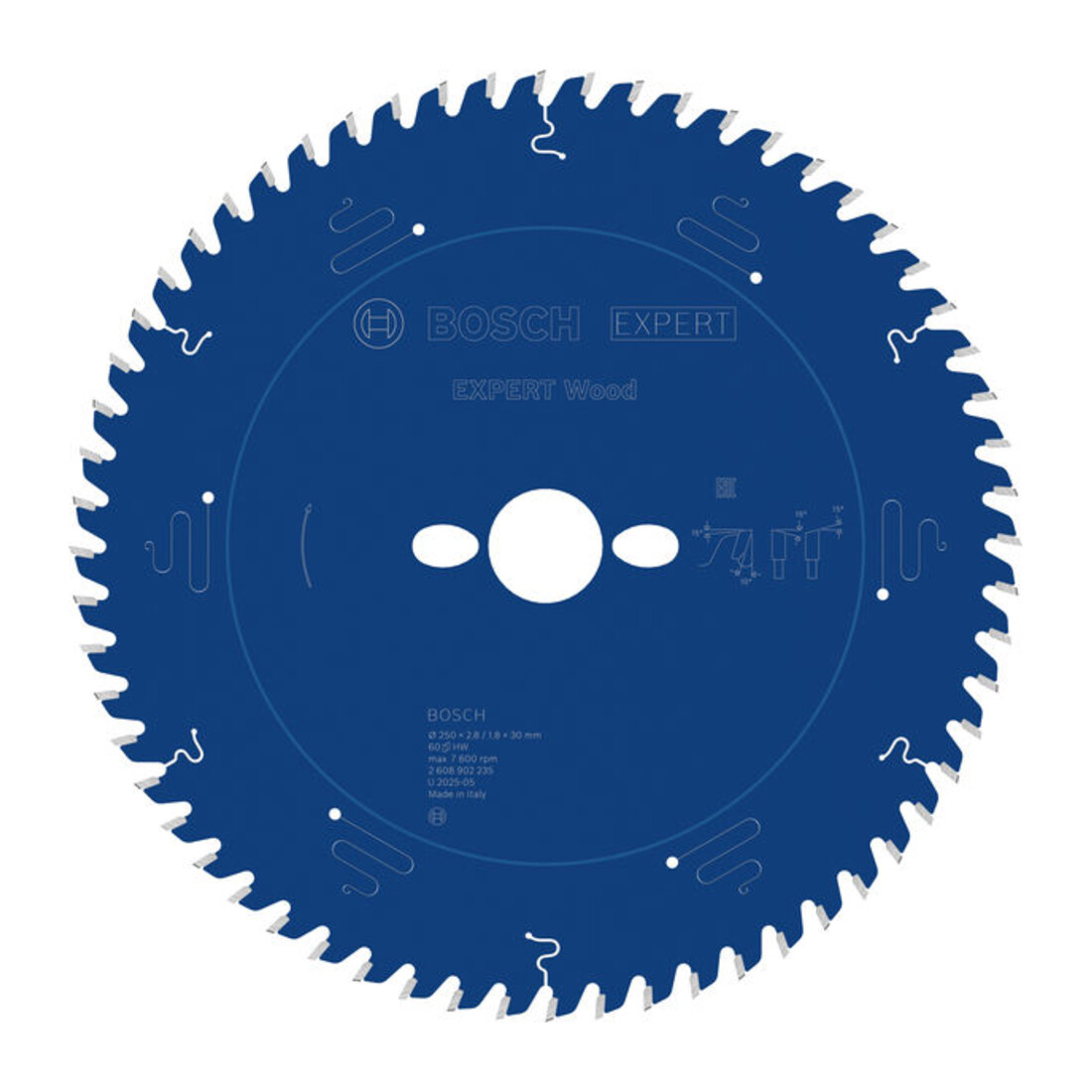 Bosch EXPERT Lame de scie circulaire bois, 250x2,8x30 mm, Z60