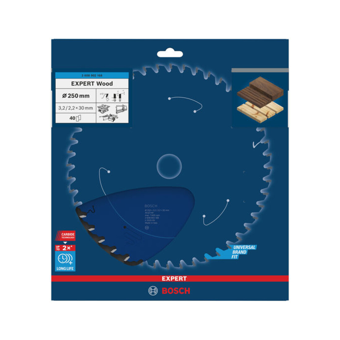 Bosch EXPERT Lame de scie circulaire bois, 250x3,2x30 mm, Z40