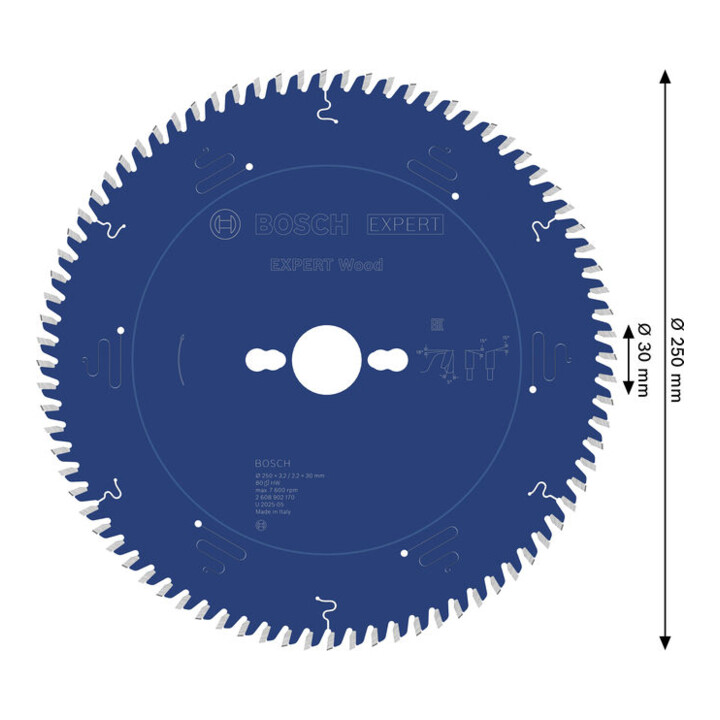 Bosch EXPERT Lame de scie circulaire bois, 250x3,2x30 mm, Z80